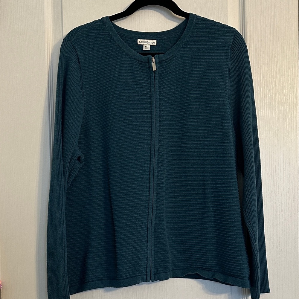 Croft & Barrow Teal Ribbed Cardigan